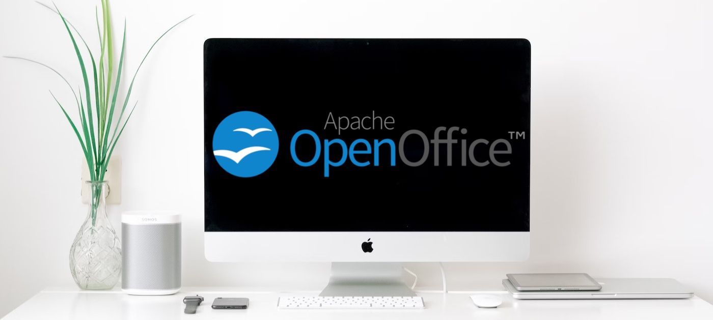 Logotipo do Apache OpenOffice sobreposto na imagem principal da configuração do escritório