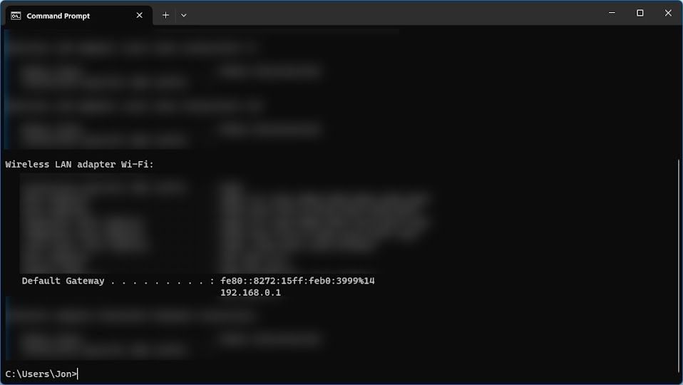prompt de comando do Windows 11 mostrando detalhes do Wi-Fi