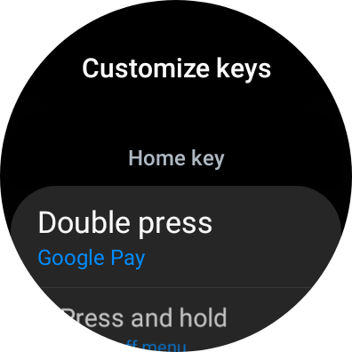Captura de tela da opção de personalização de teclas no Samsung Watch.