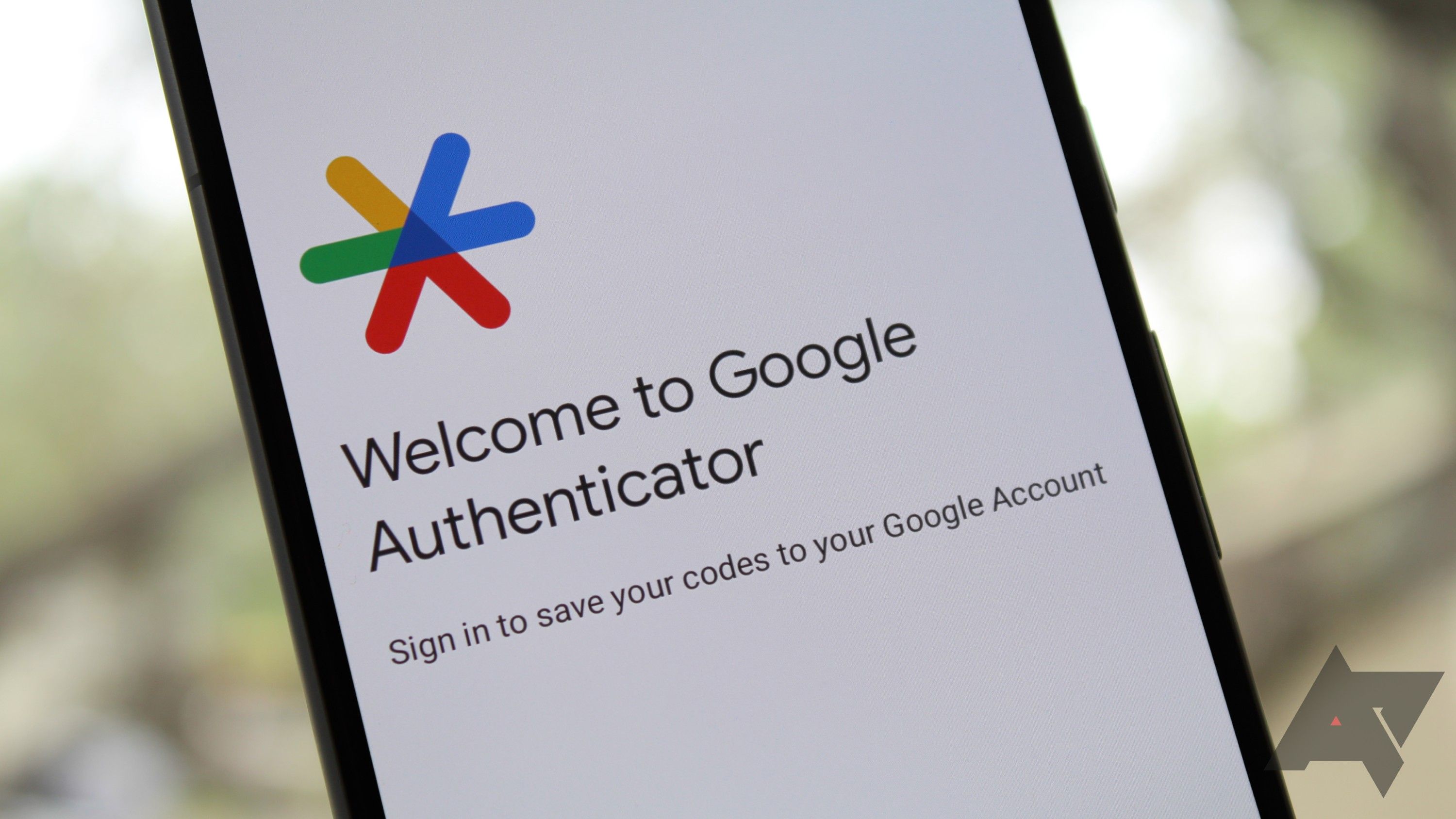 Tela de boas-vindas em um telefone para o aplicativo Google Authenticator.