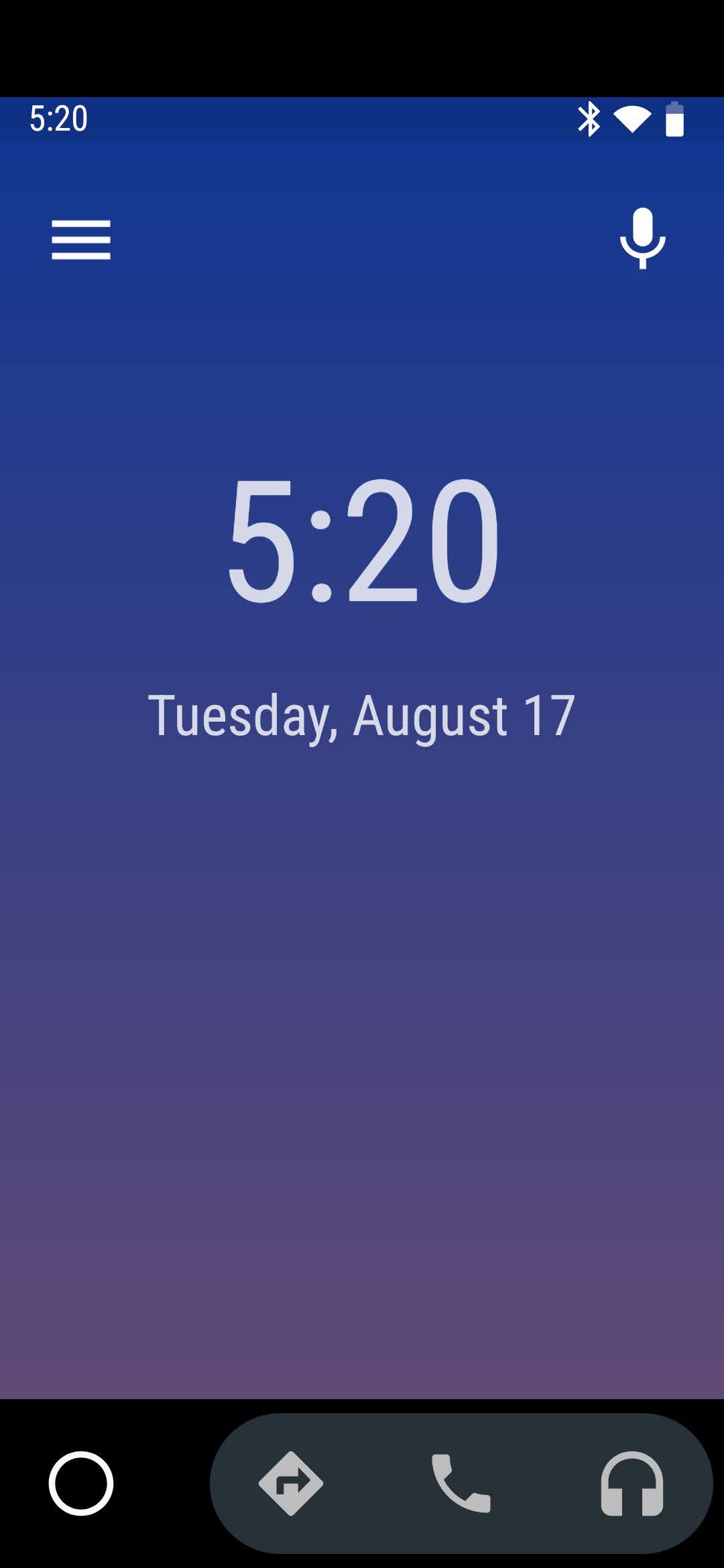 Uma captura de tela antiga do Android Auto para telas de telefones.