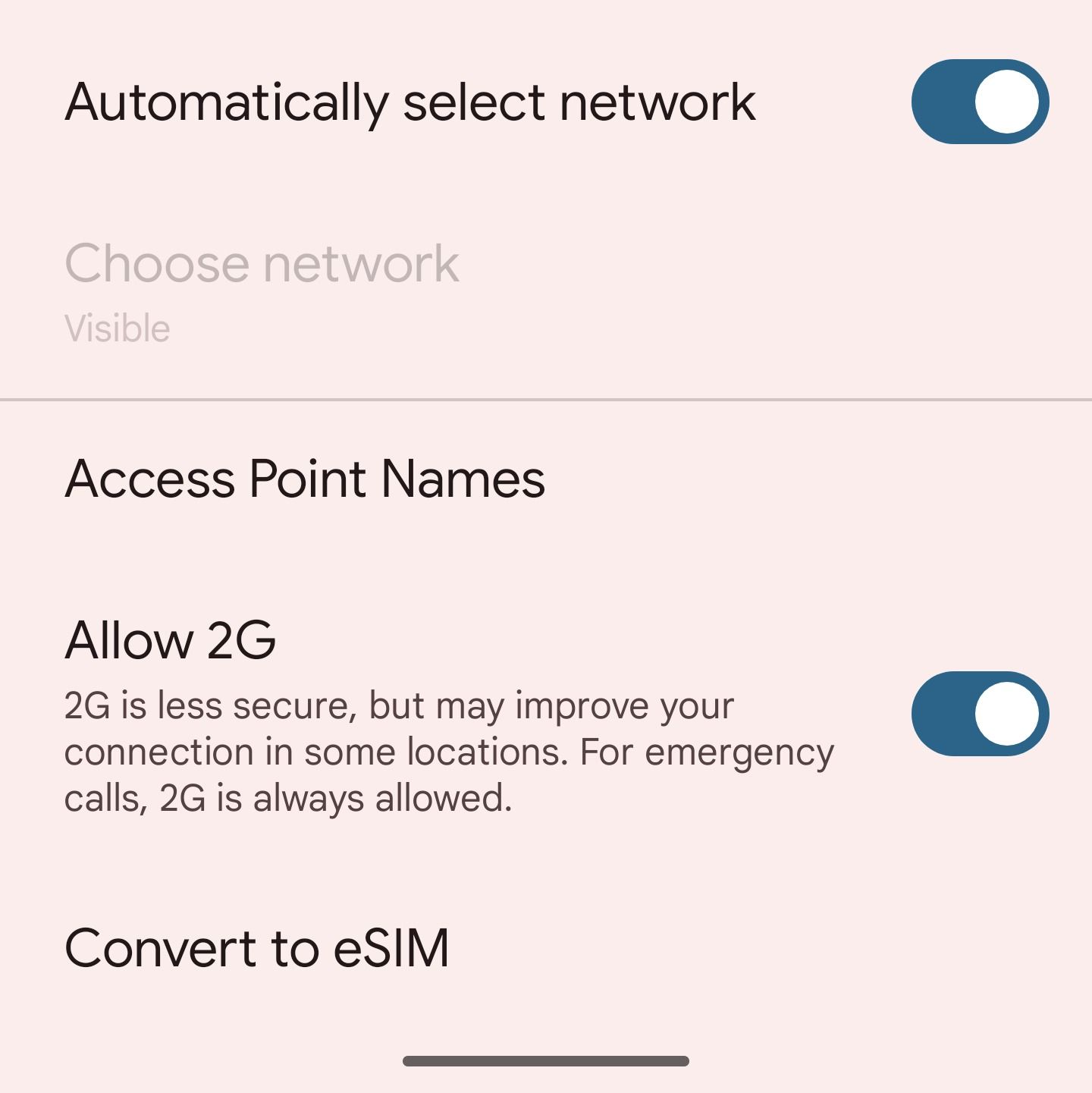 Opção de conversão de eSIM do telefone Pixel no aplicativo Configurações