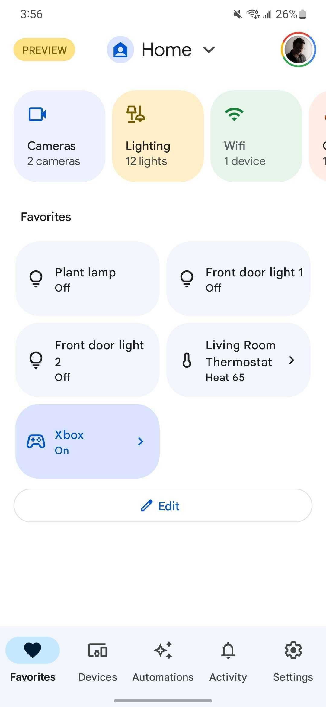 Diferentes dispositivos no app Google Home