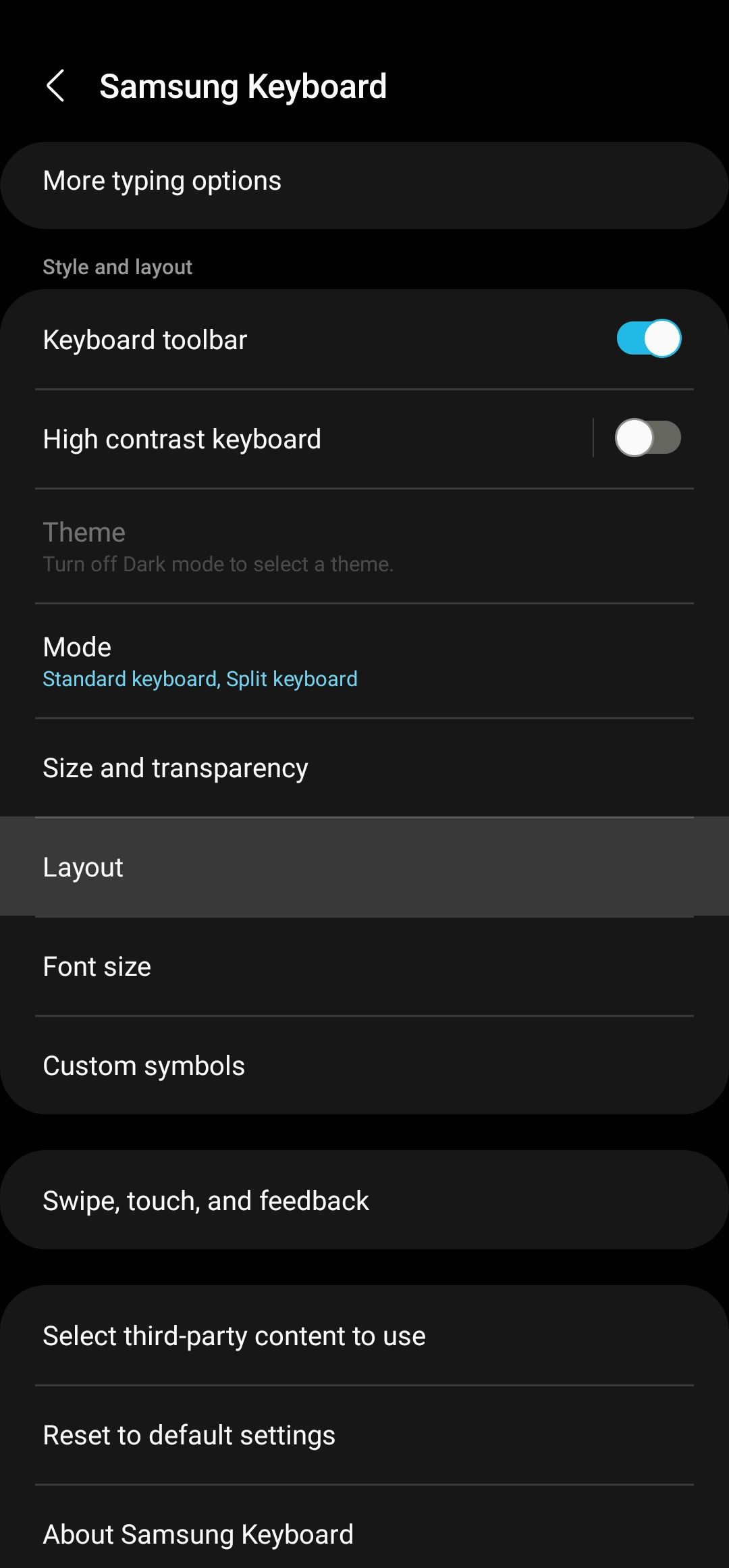 alterar o layout do teclado Samsung