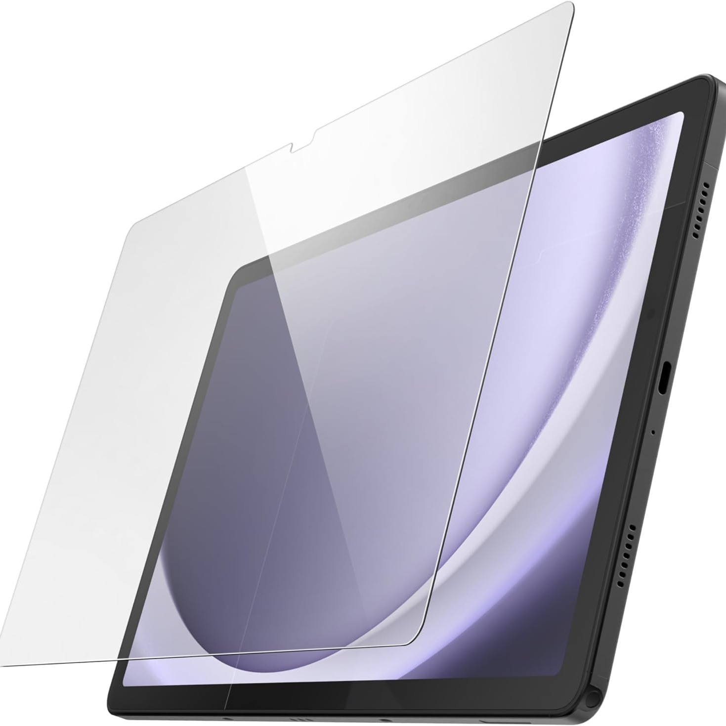 Vidro Speck ShieldView Samsung Galaxy Tab A9 Plus em ângulo com fundo branco