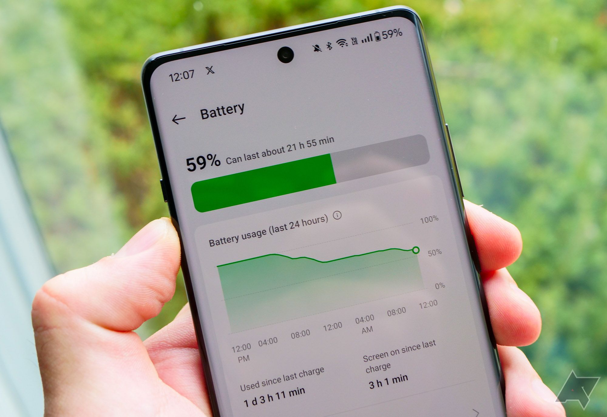 O OnePlus 12R mostrando as estatísticas da bateria