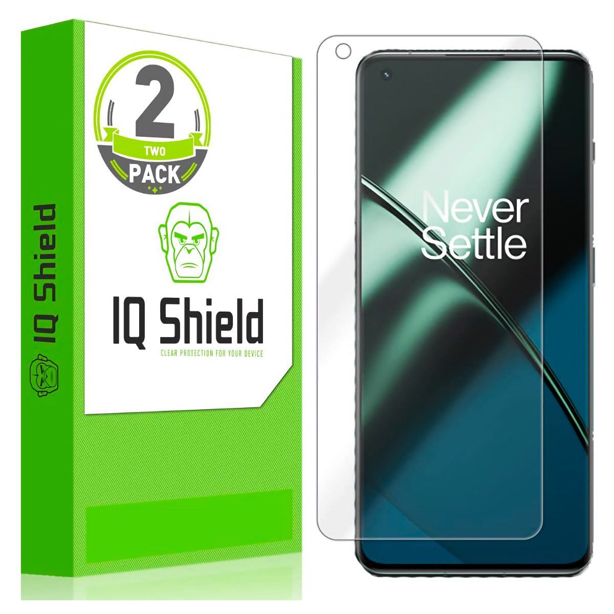 Protetor de tela IQShield para OnePlus 11 ao lado da embalagem