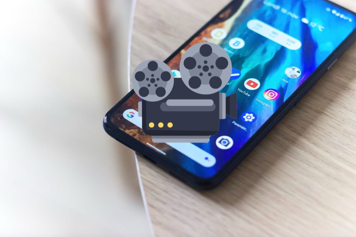 Ícone da filmadora sobreposto no telefone Android