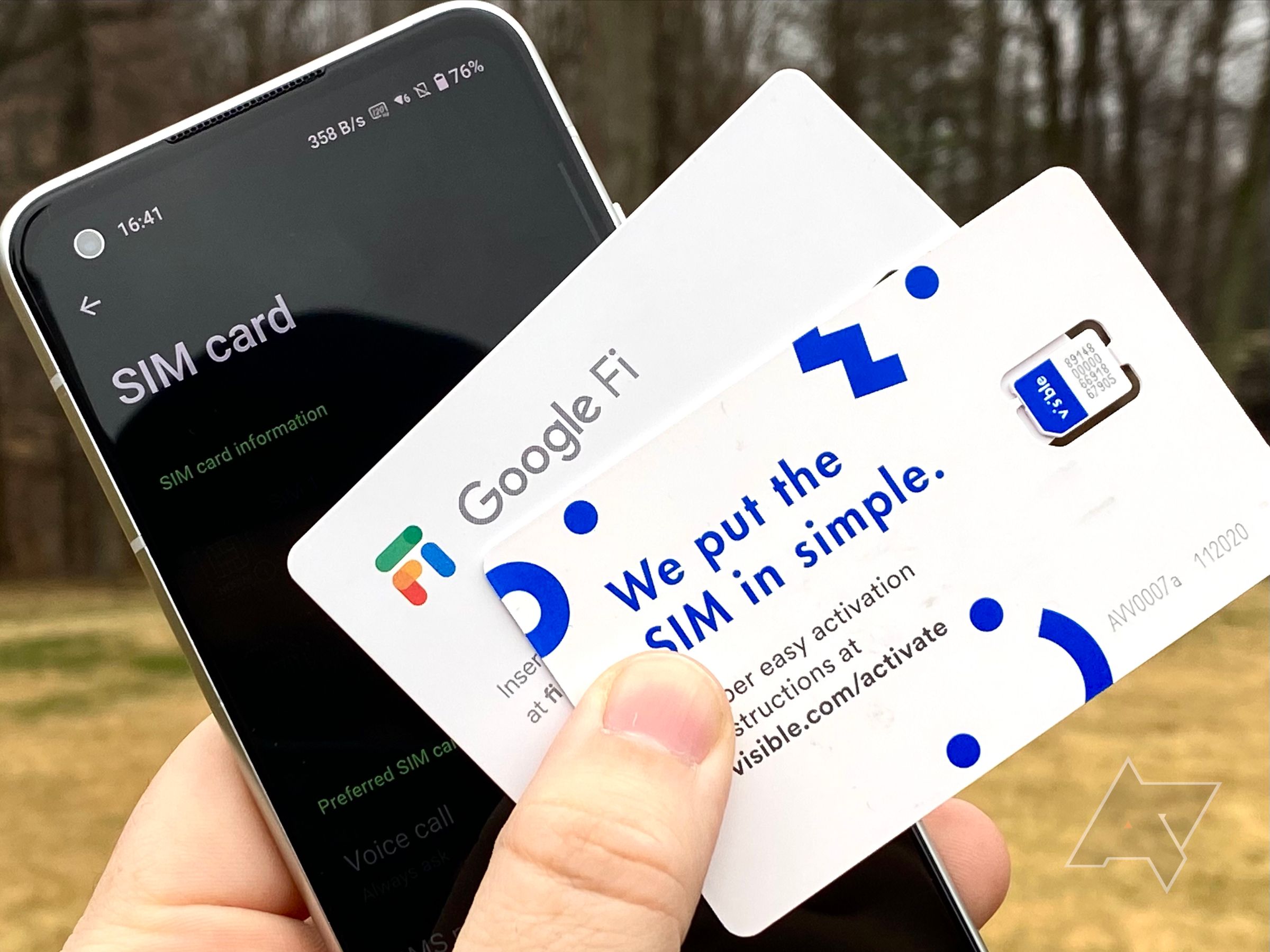 Google Fi e cartões SIM visíveis
