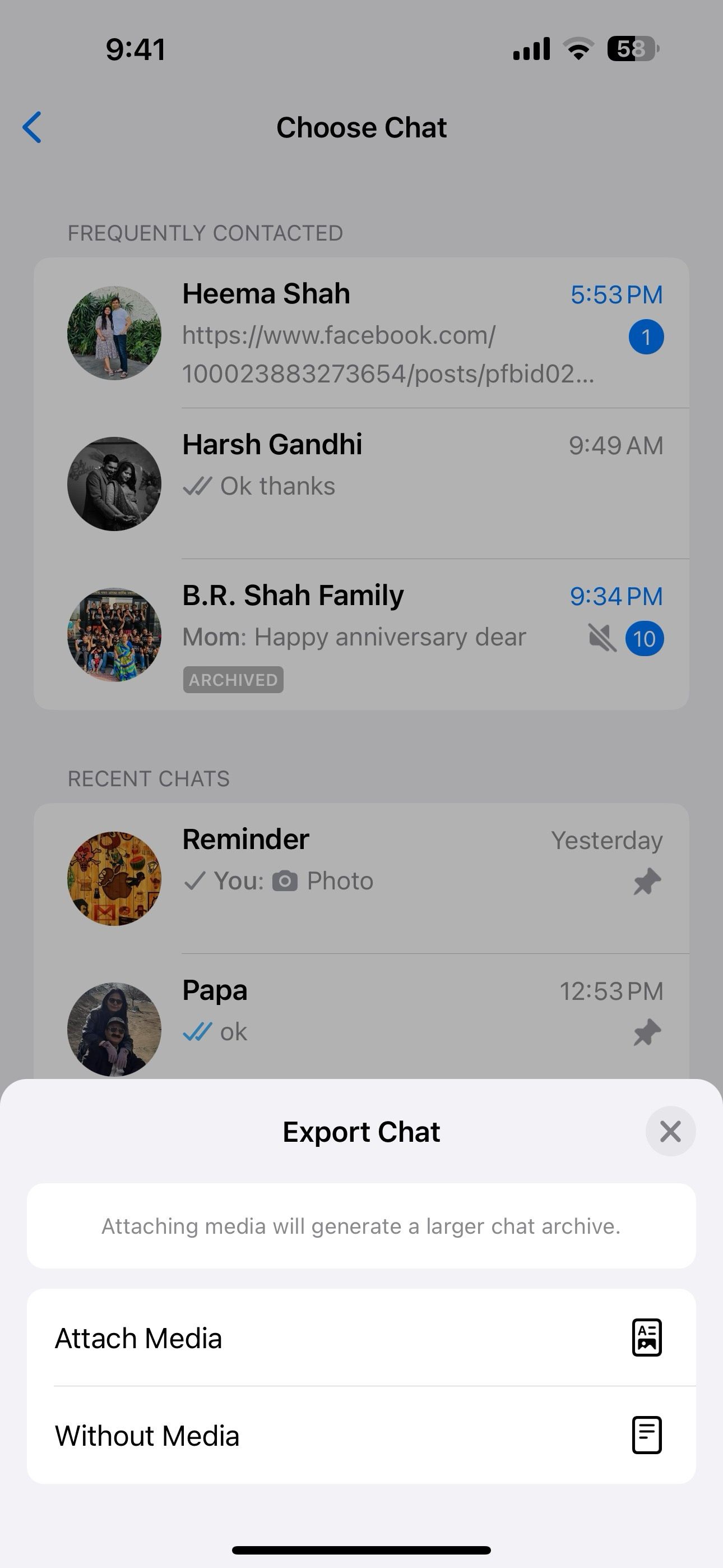 Exportar mensagens no WhatsApp para iPhone