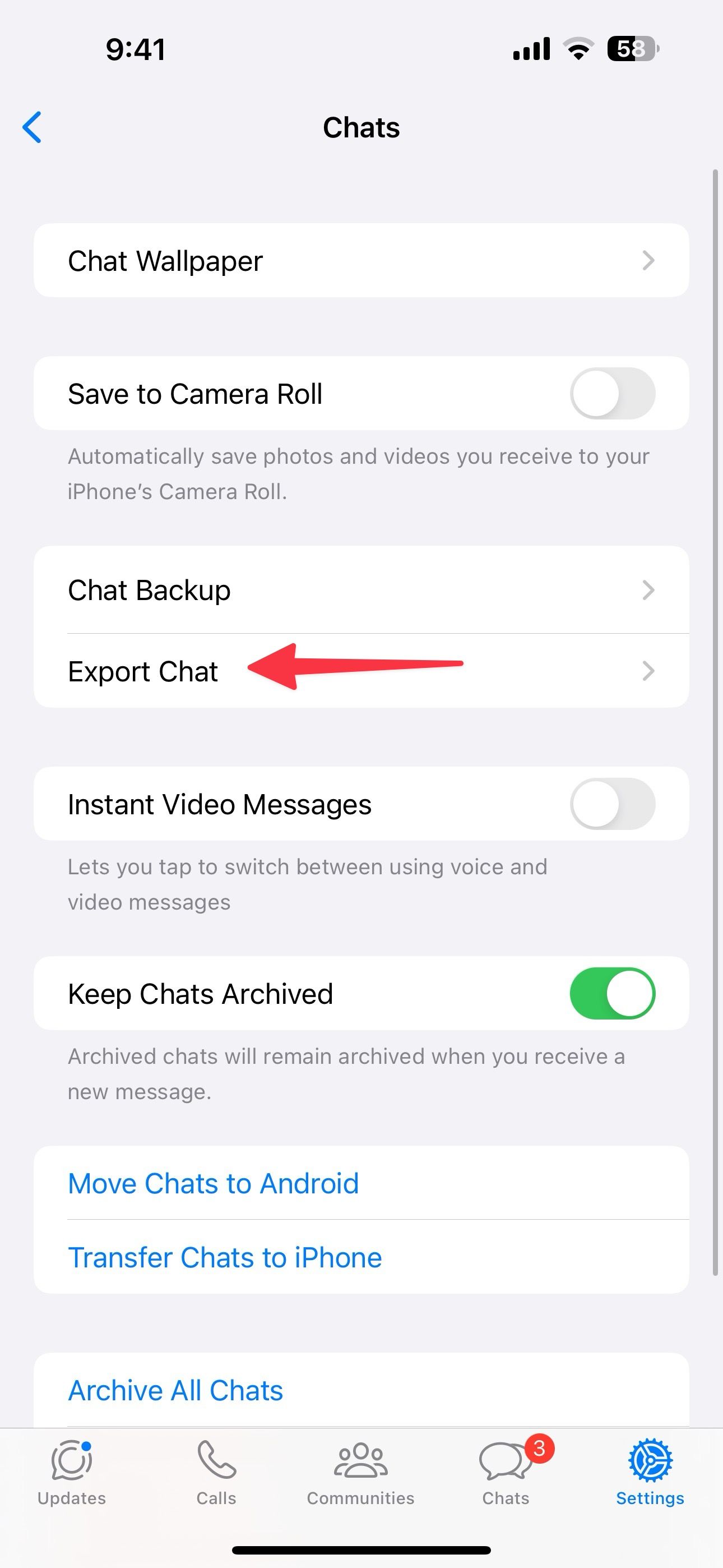 Exportar bate-papo no WhatsApp para iPhone