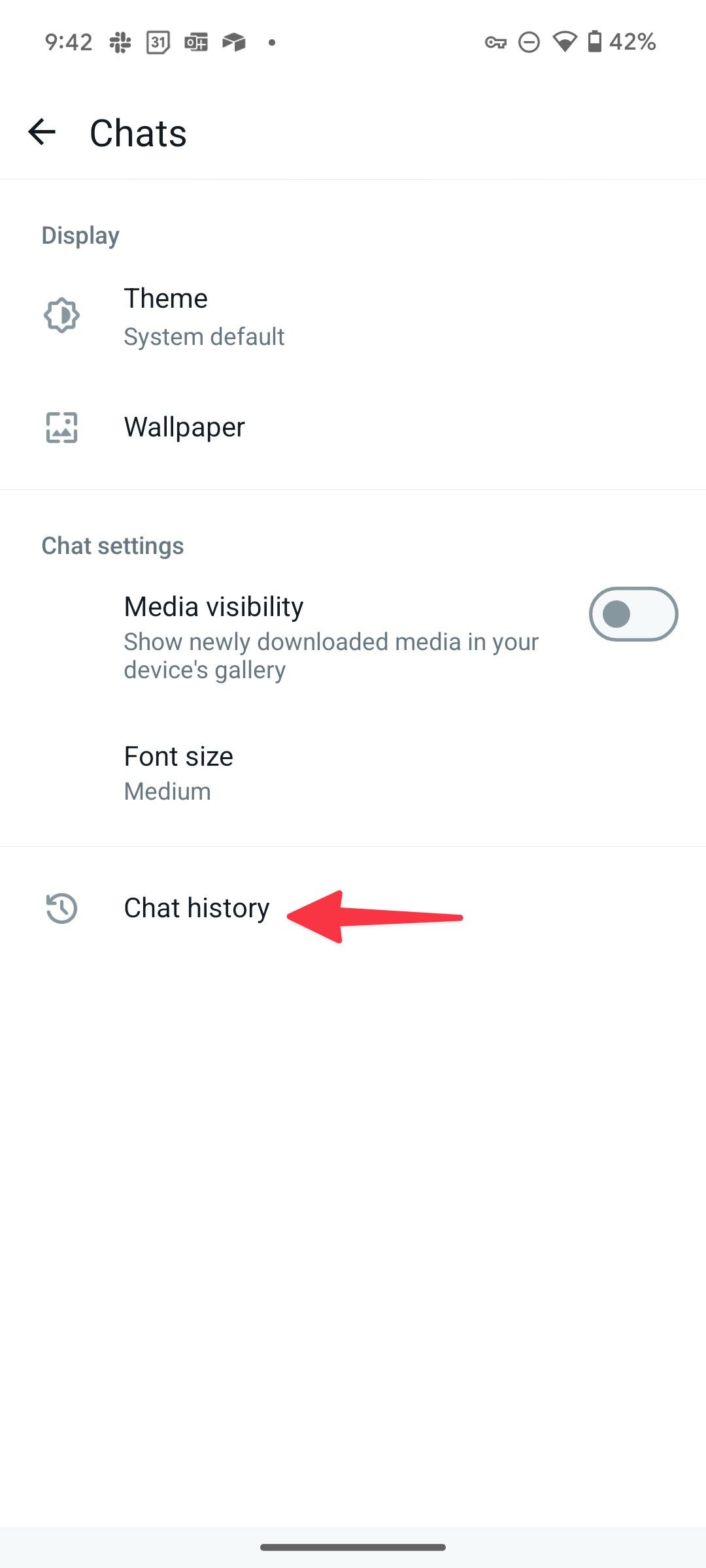 Histórico de bate-papo no WhatsApp para Android