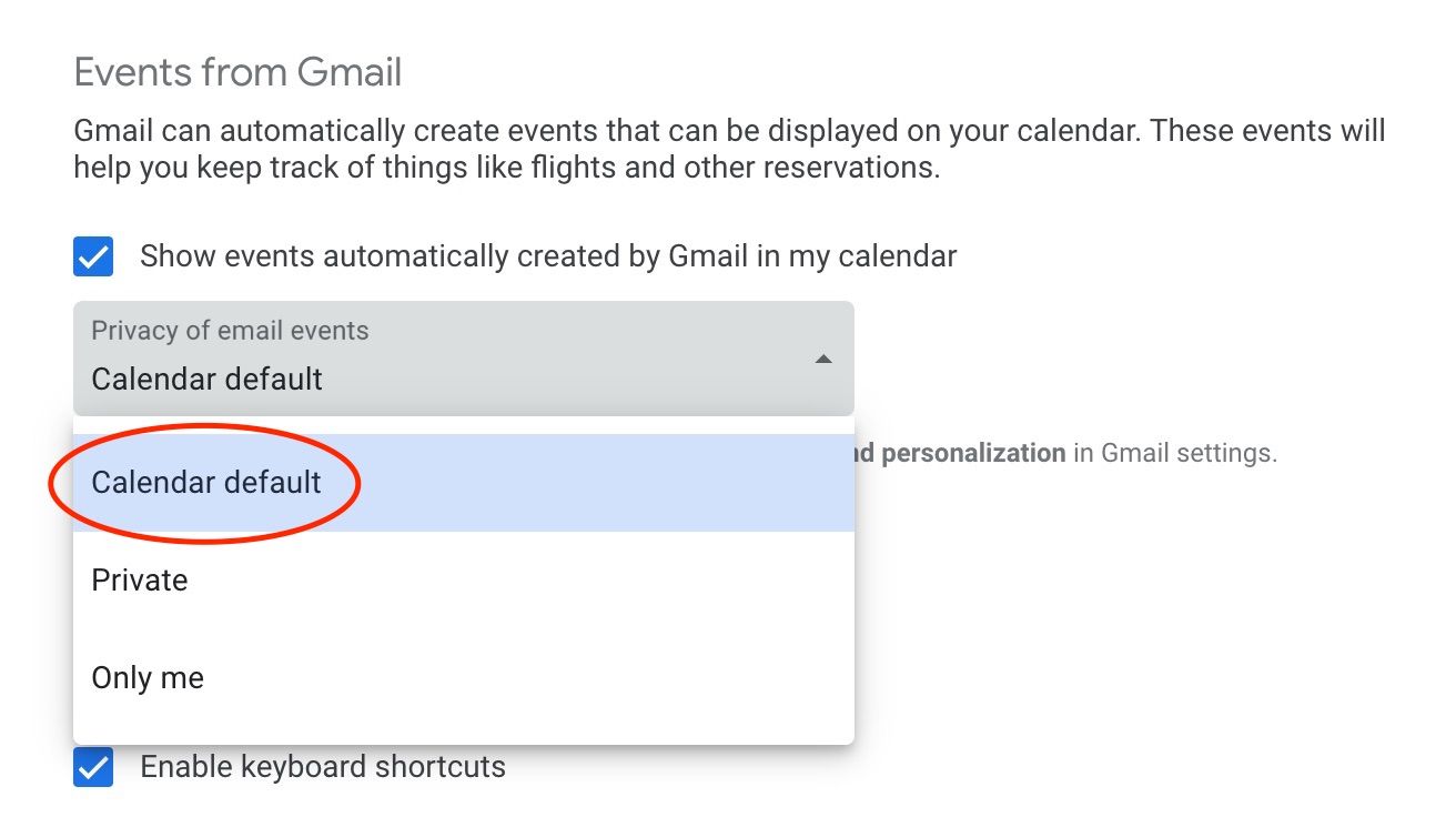 Como alterar a configuração padrão do Google Agenda para eventos do Gmail
