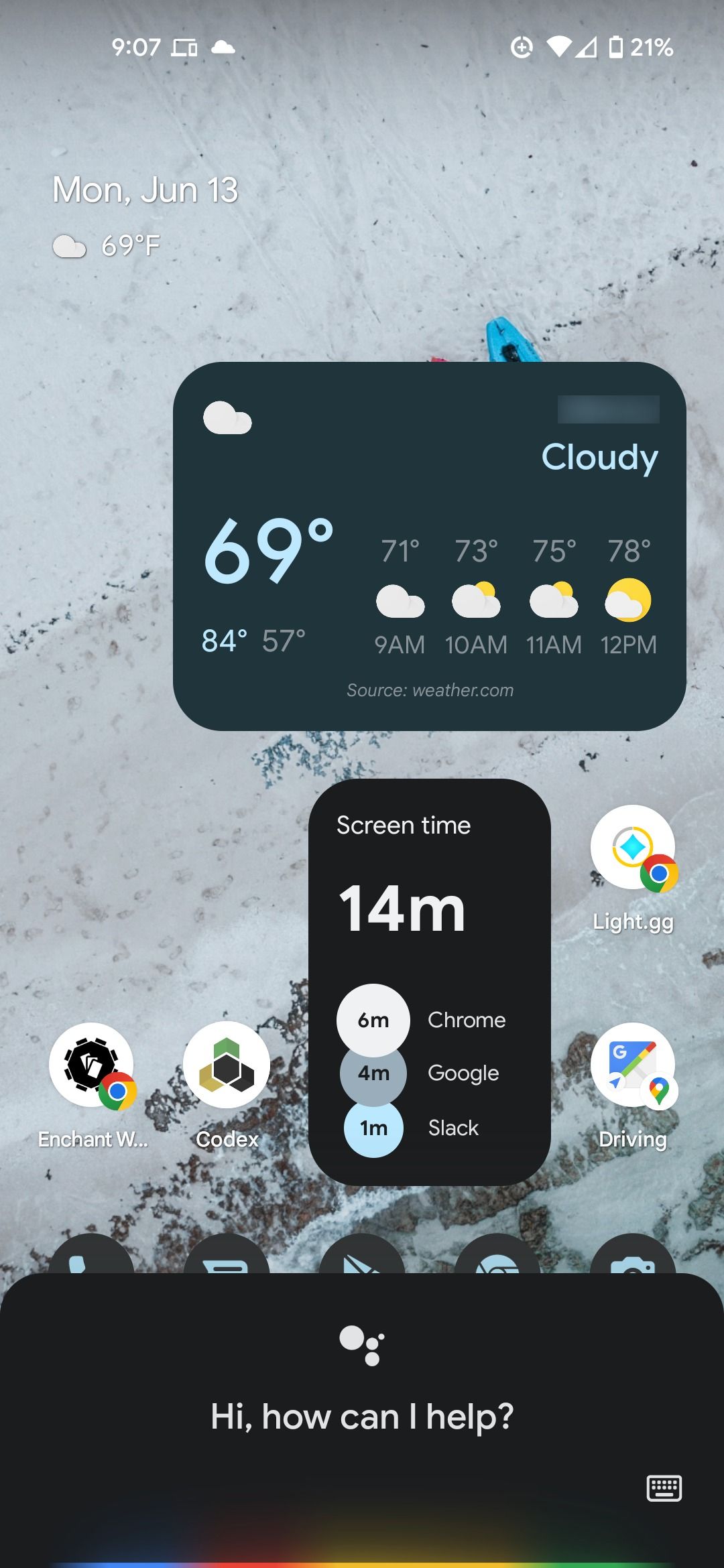 Iniciando o Google Assistant na tela inicial do telefone Android