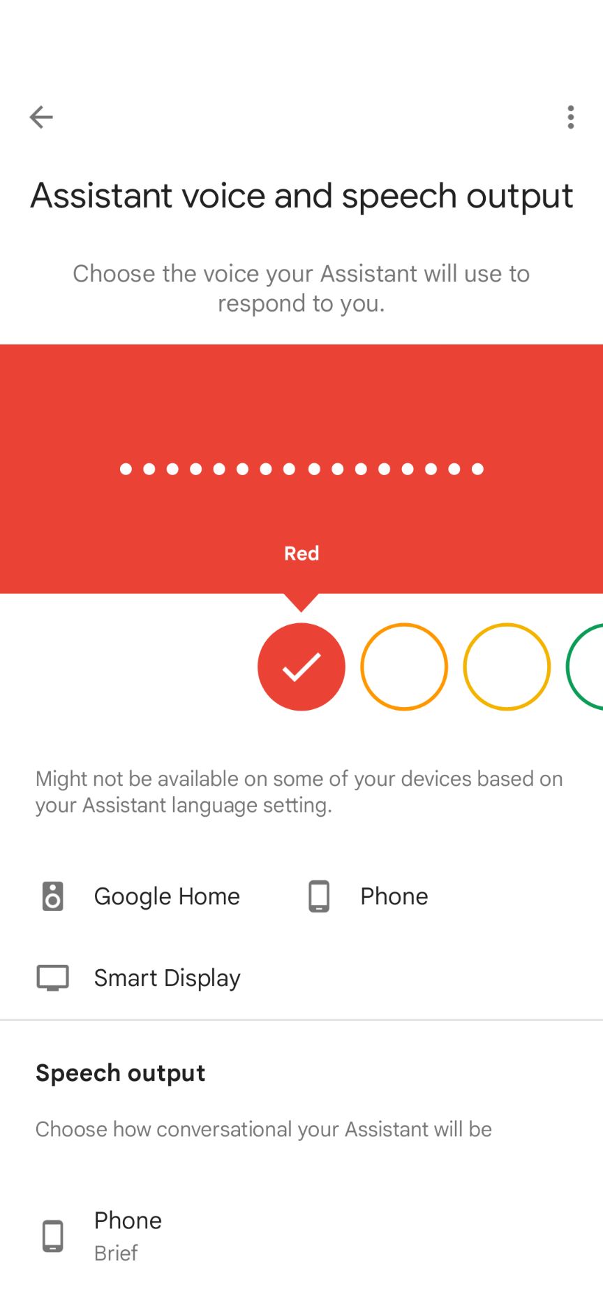 Selecionando uma nova voz para o Google Assistente no aplicativo Google Home para Android