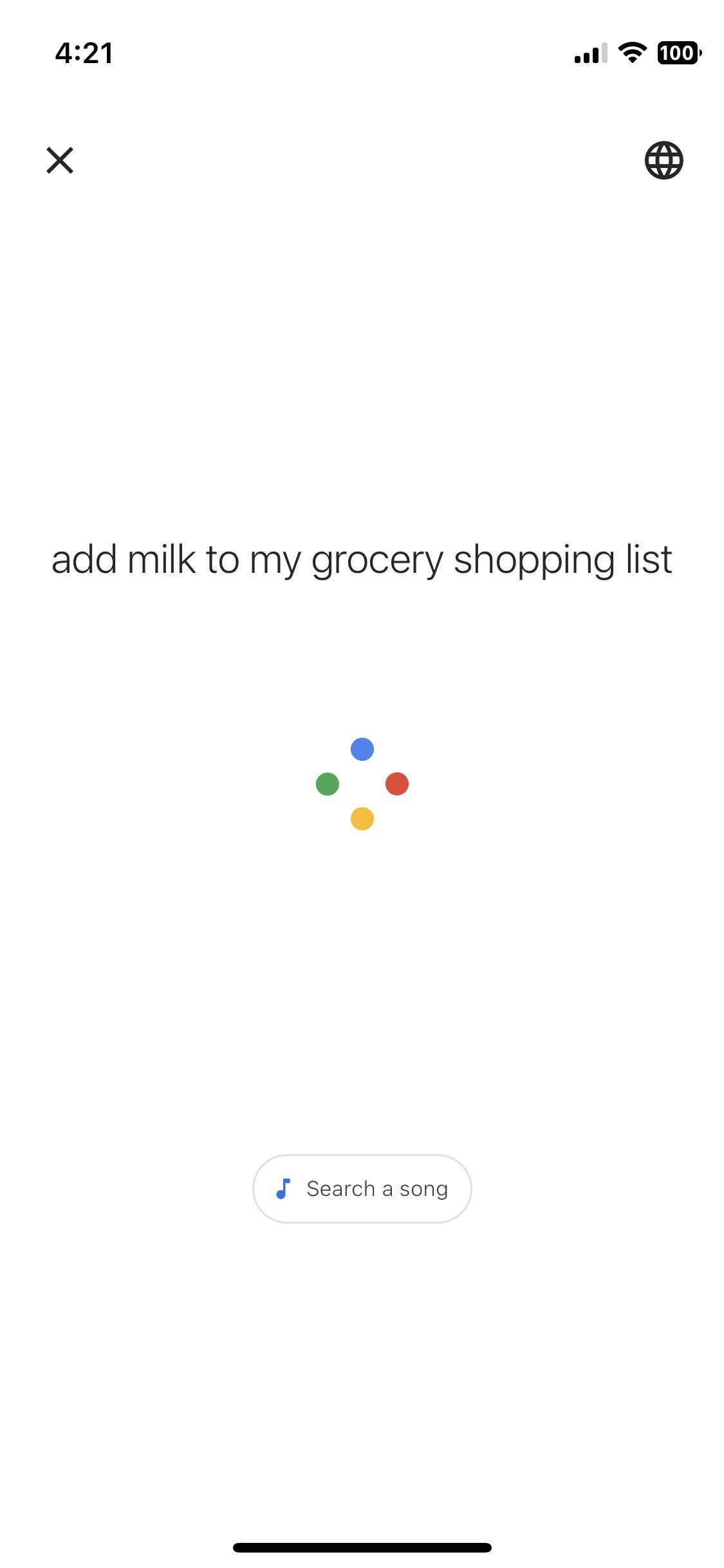 Captura de tela mostrando o uso do Google Assistente para adicionar itens a uma lista de compras