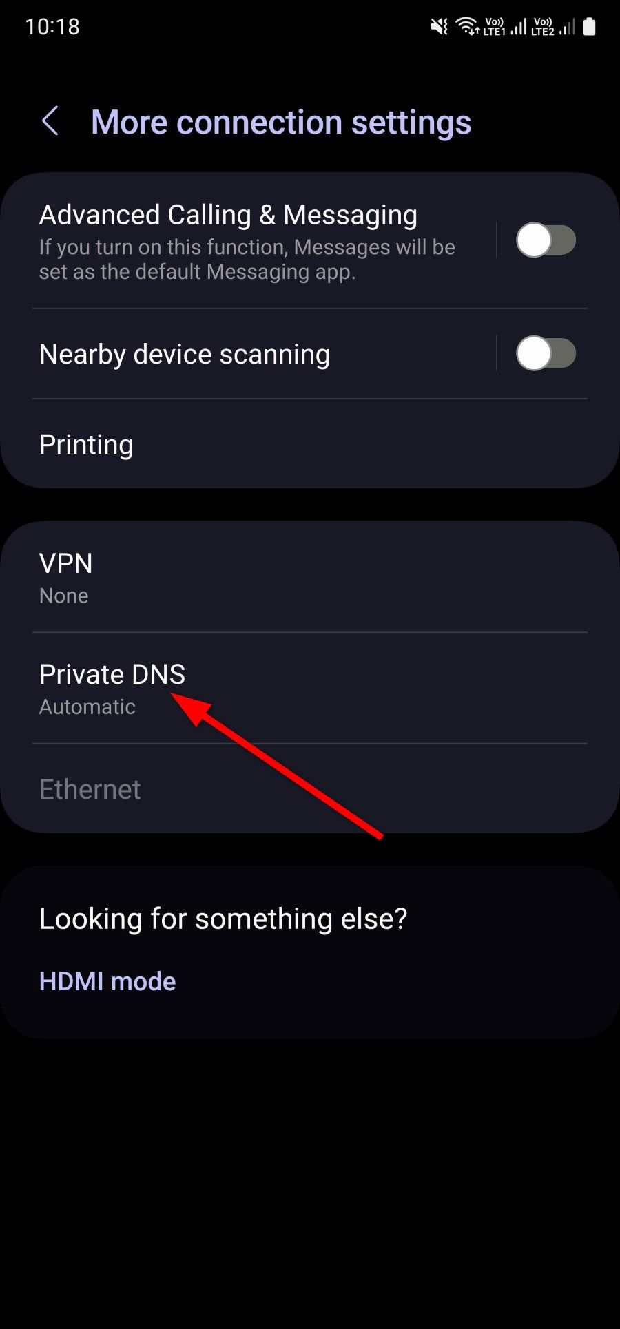 Opção de DNS privado dentro do menu Conexão do Galaxy S22 Ultra