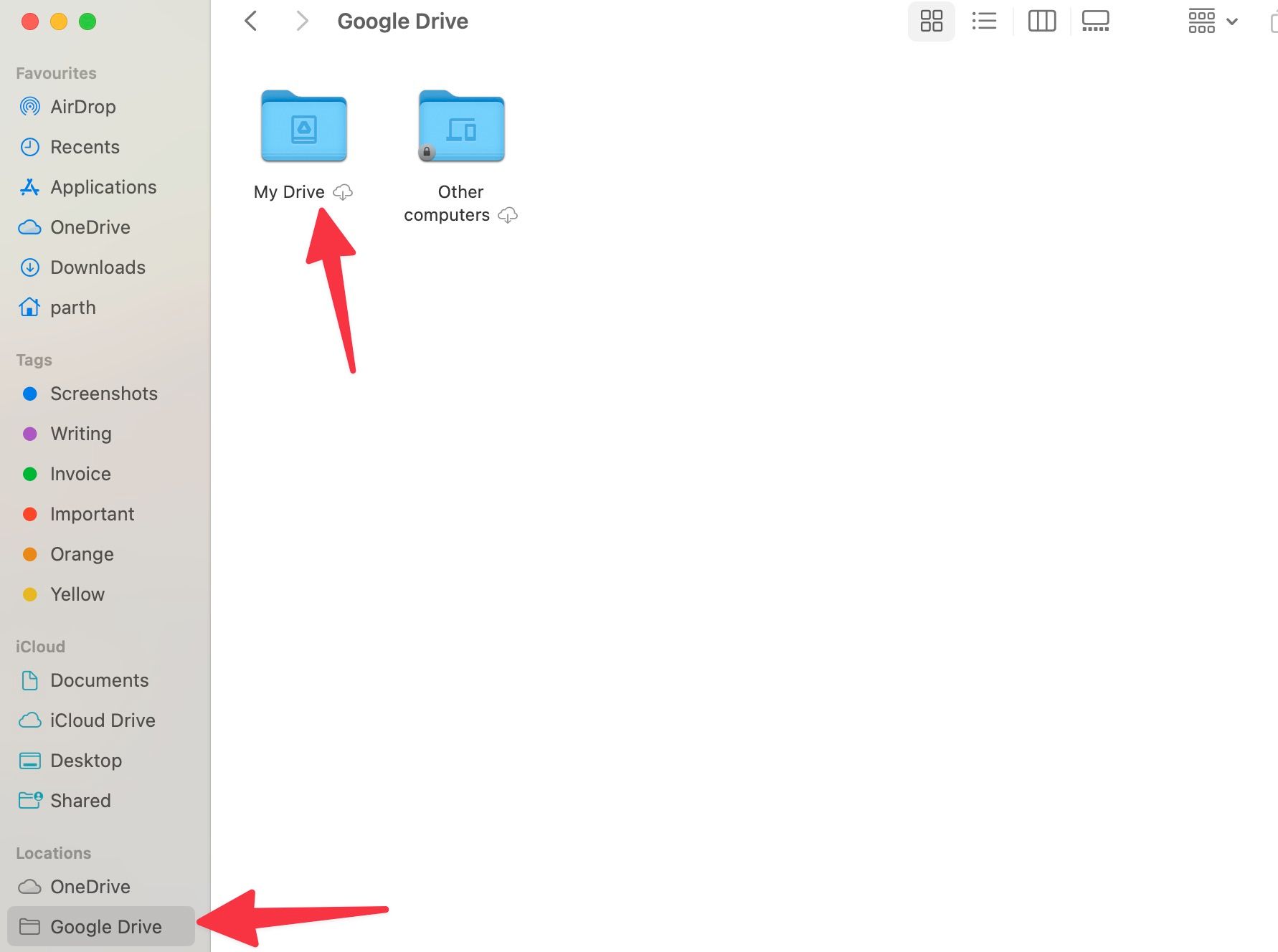 encontre o Google Drive no Mac Finder