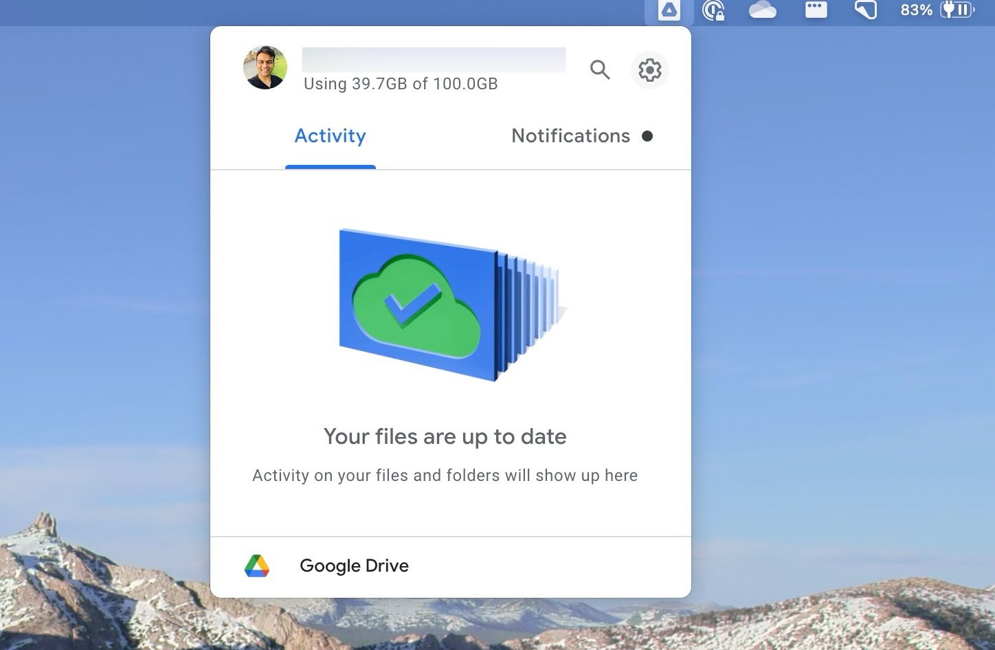 Acesse o Google Drive na barra de menu do Mac