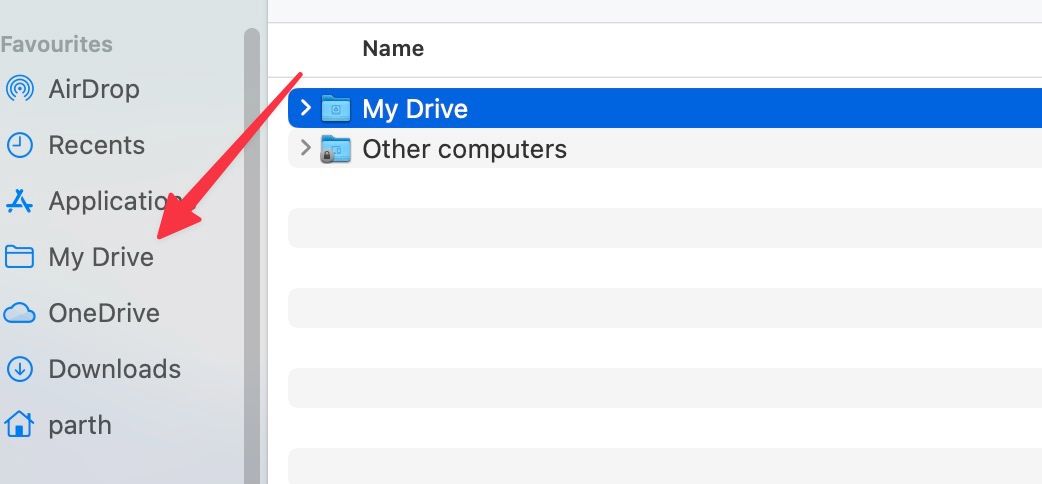 Certifique-se de adicionar o Google Drive aos seus Favoritos no Mac