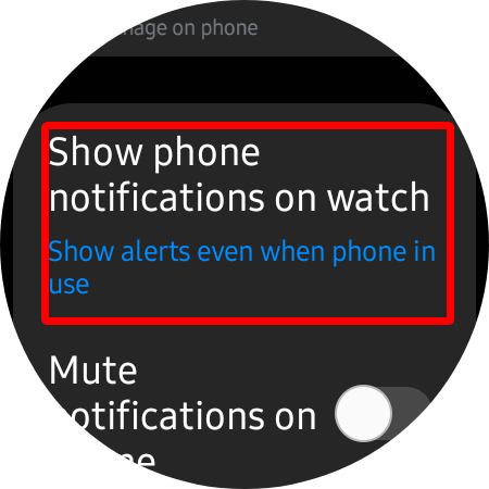 Clique nesta opção para mostrar as notificações do seu telefone no relógio.