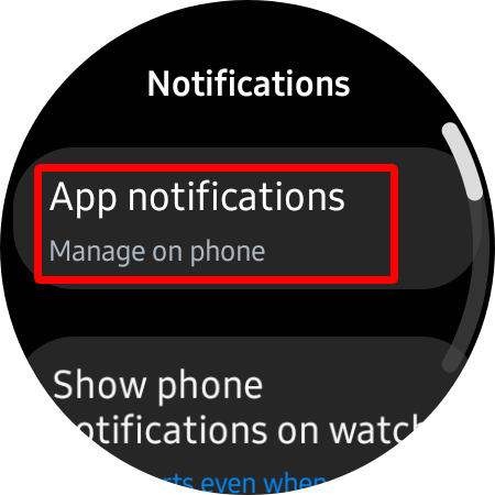 Vá para a opção de notificação de aplicativos no Wear OS.