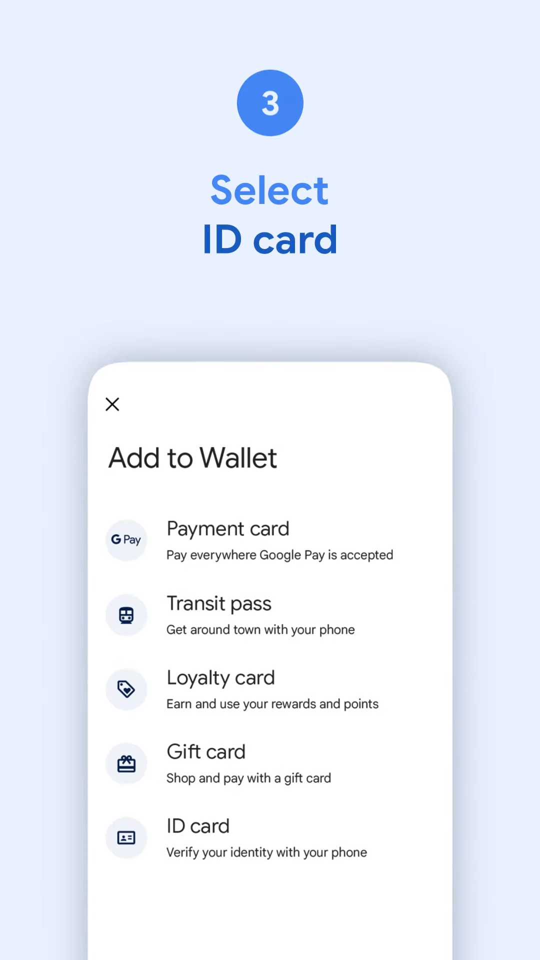 gráfico do aplicativo Google Wallet em fundo azul