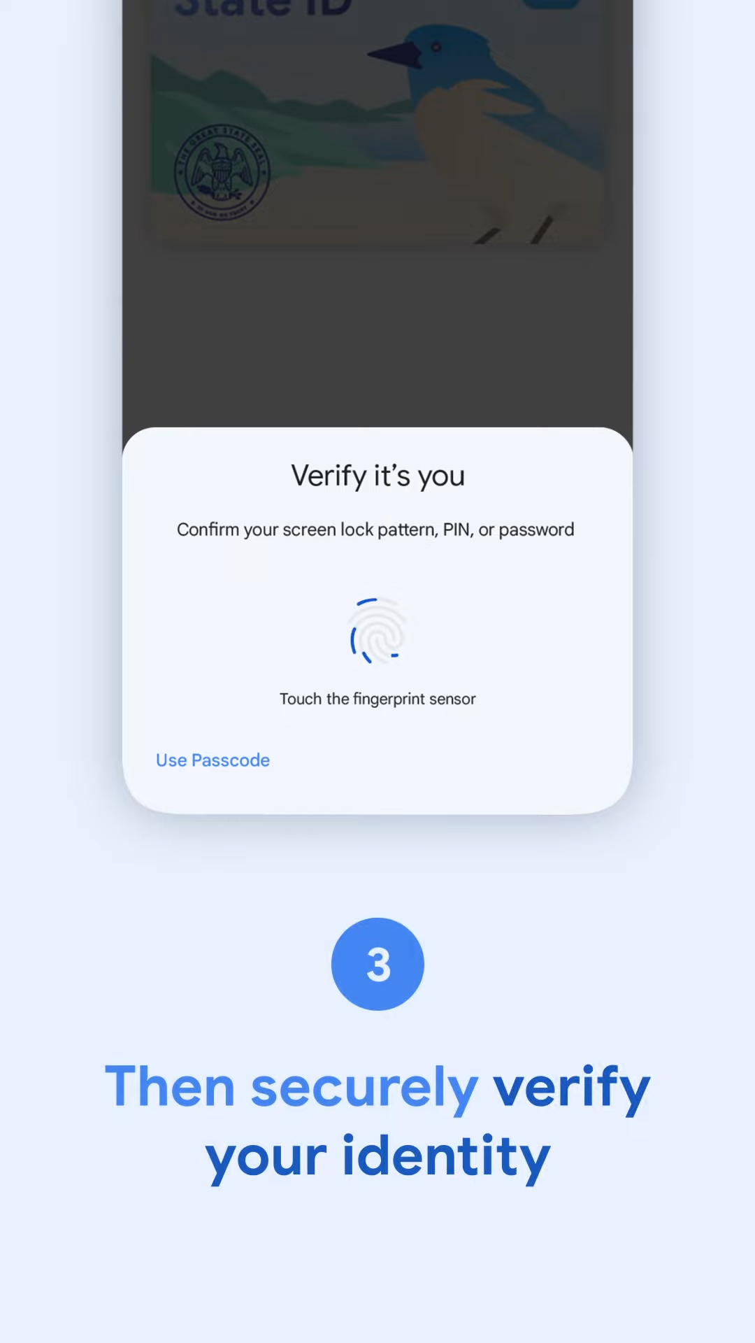 autenticação biométrica no aplicativo Google Wallet