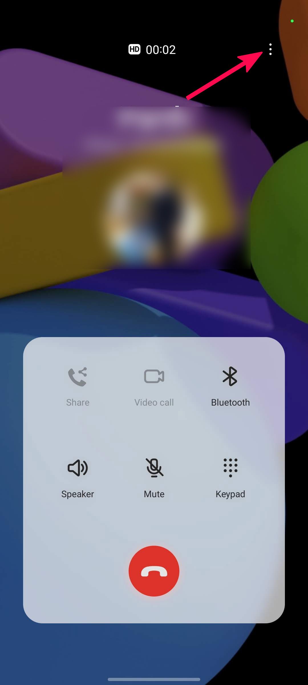 Captura de tela mostrando como acessar a opção de gravar chamada em telefones Samsung