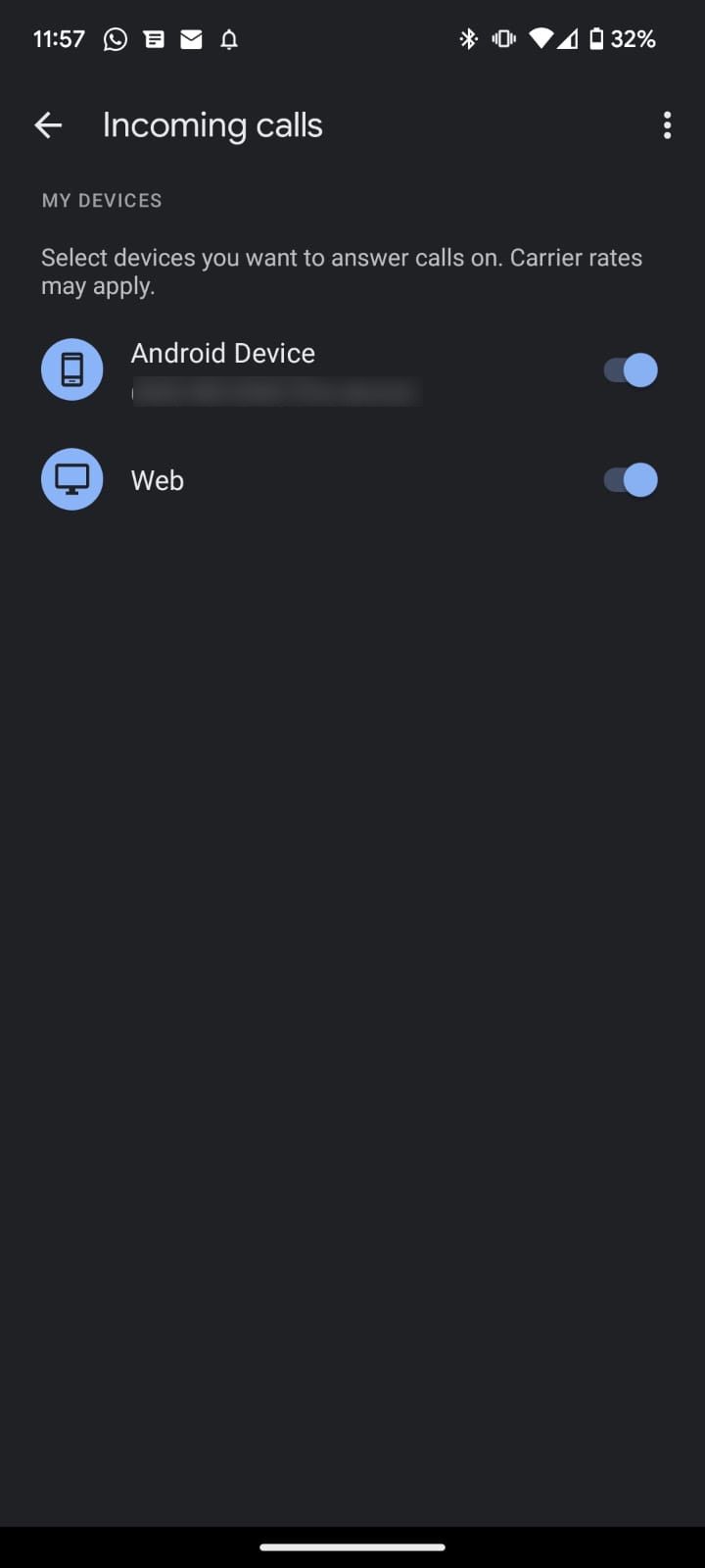 Captura de tela mostrando configurações para atender chamadas em telefones Samsung