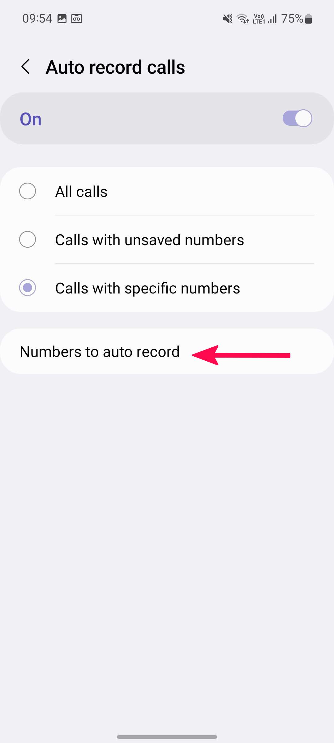 Grave números específicos em telefones Samsung