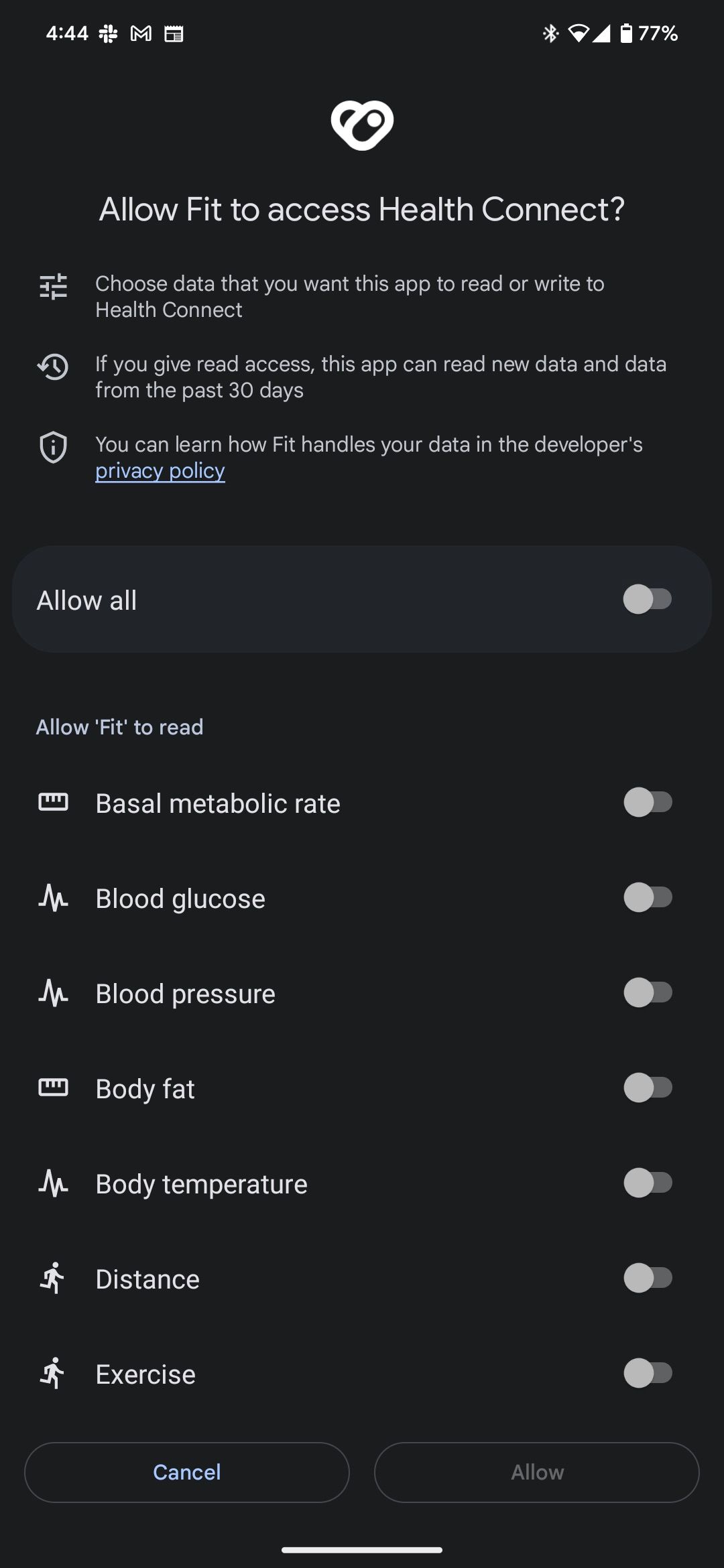 Google Fit sincronizando dados com o Health Connect
