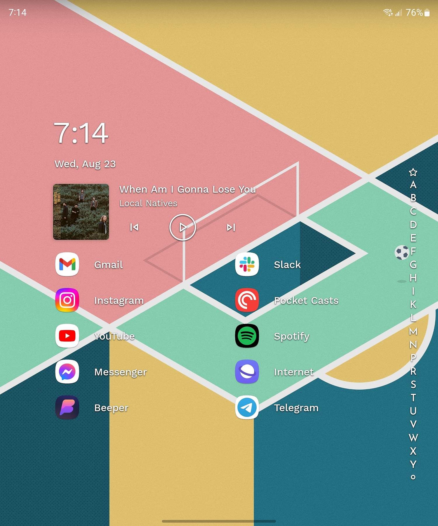 A tela inicial principal do Niágara na tela interna do Galaxy Z Fold 5