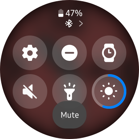Captura de tela mostrando o modo Mudo ativado no Samsung Galaxy Watch 6