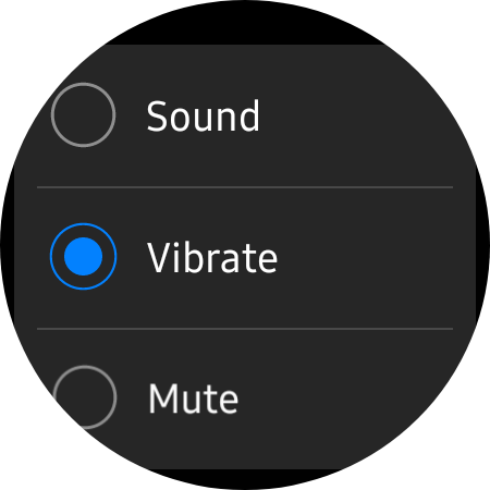 Captura de tela mostrando as diferentes opções do menu de som e vibração no Samsung Galaxy Watch 6