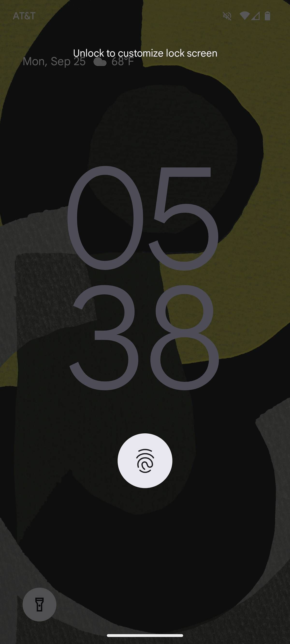 A tela de bloqueio do Android 14 ficou acinzentada enquanto aguardava o desbloqueio de uma impressão digital.