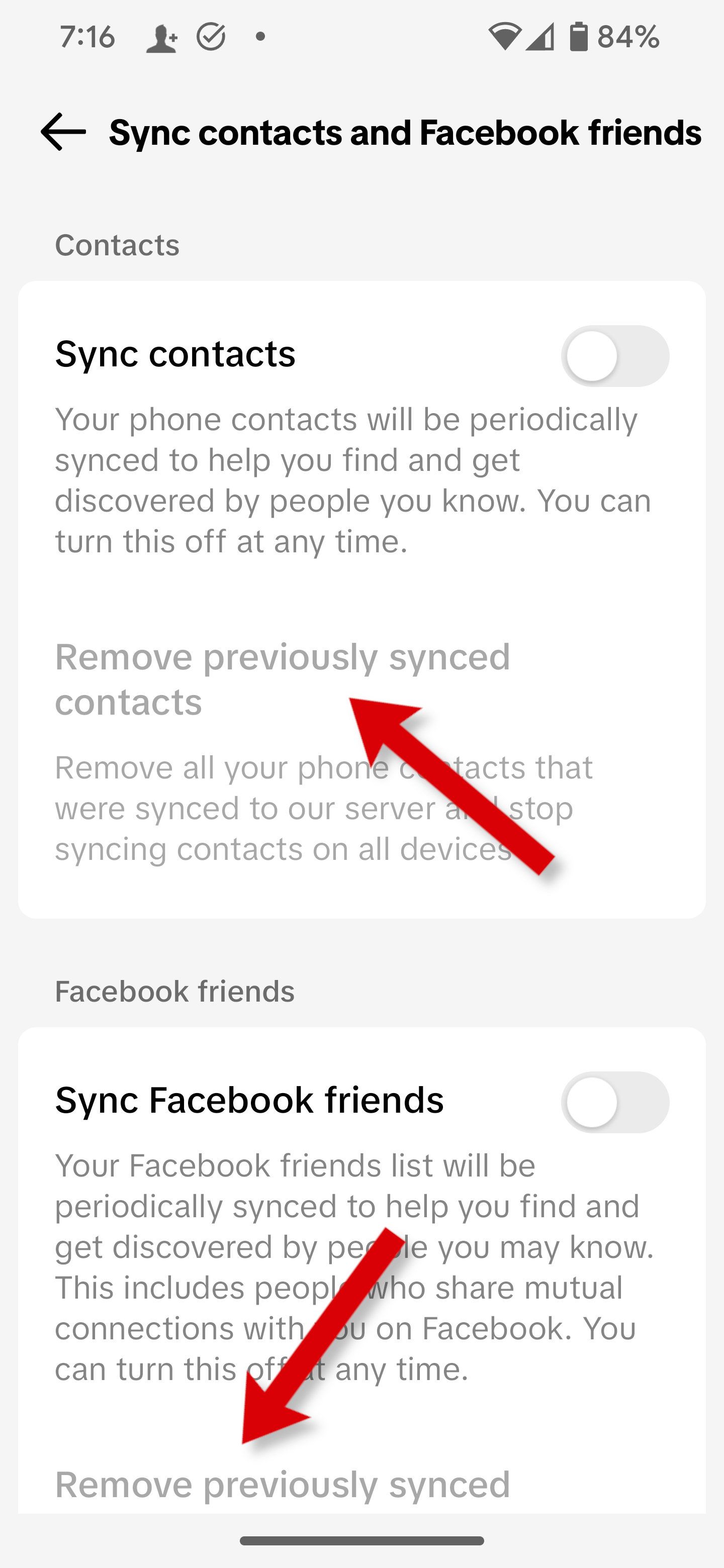 Como remover seus contatos sincronizados do TikTok.