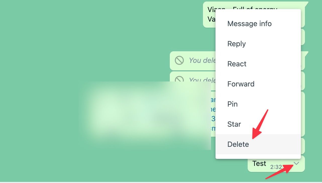 excluir mensagem do WhatsApp no ​​desktop