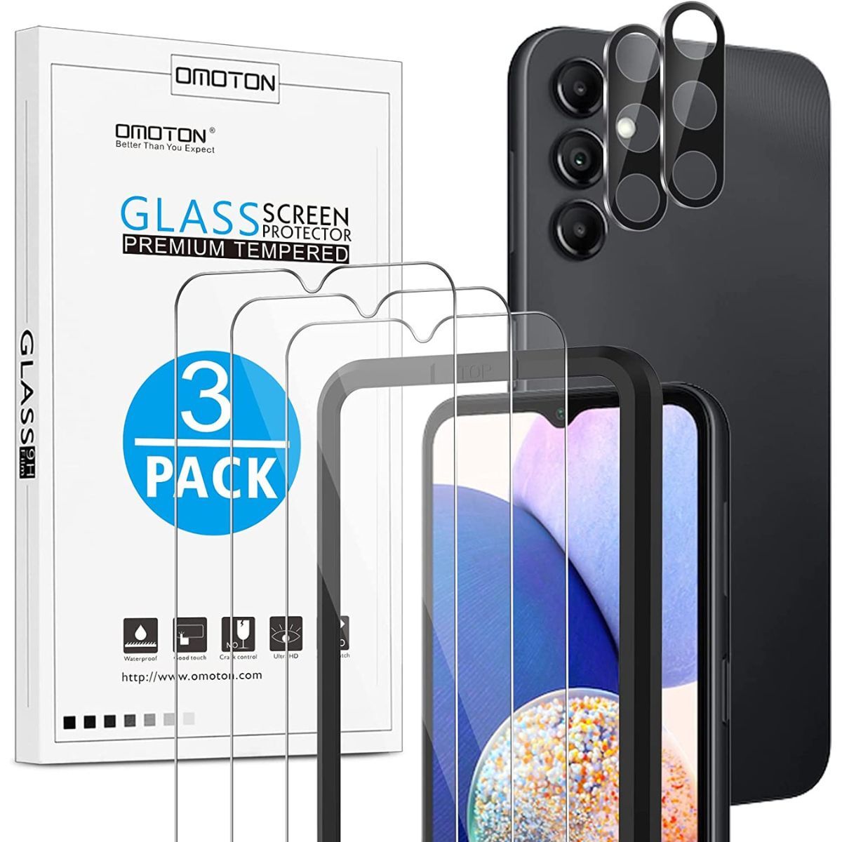 Protetor de tela de vidro temperado OMOTON para Samsung Galaxy A14