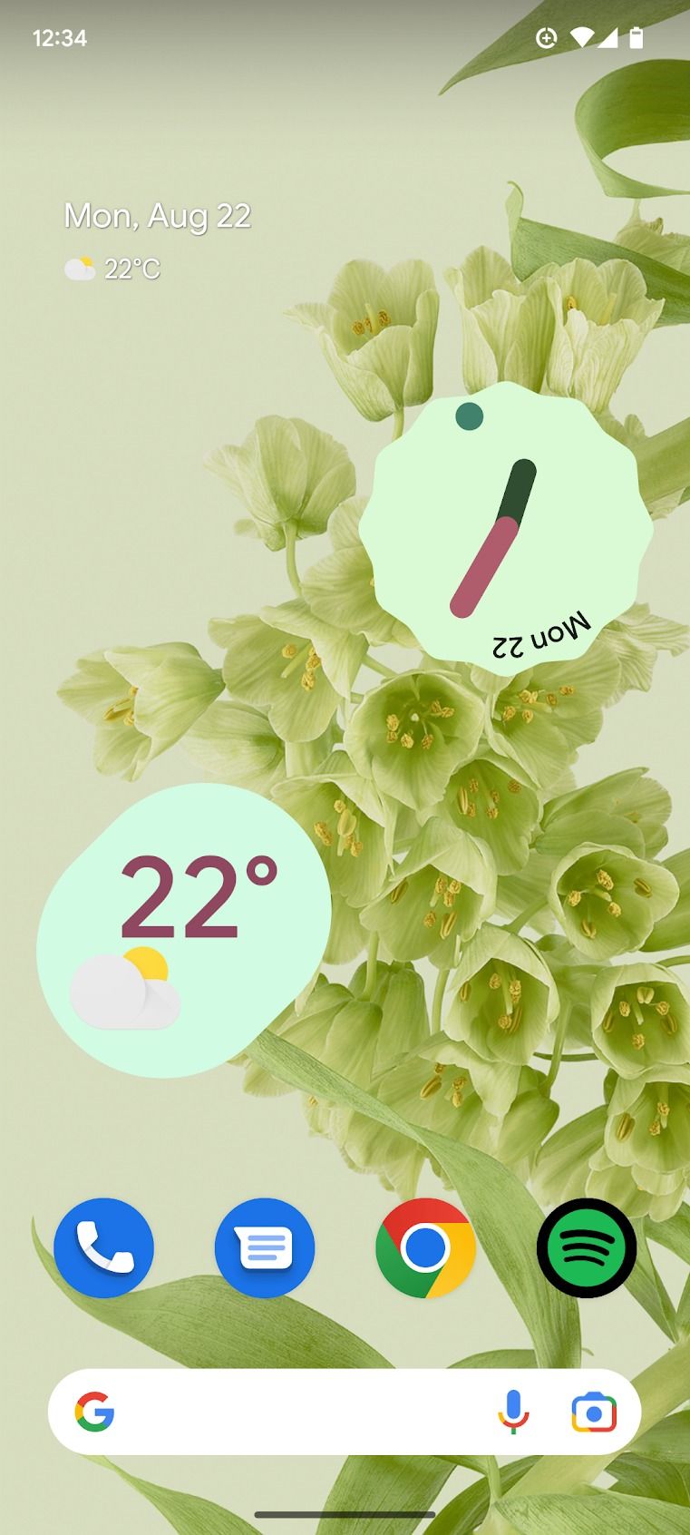 Uma captura de tela da página inicial de um telefone Android é exibida, apresentando dois widgets de relógio ao lado de vários ícones que representam diferentes aplicativos e funções.