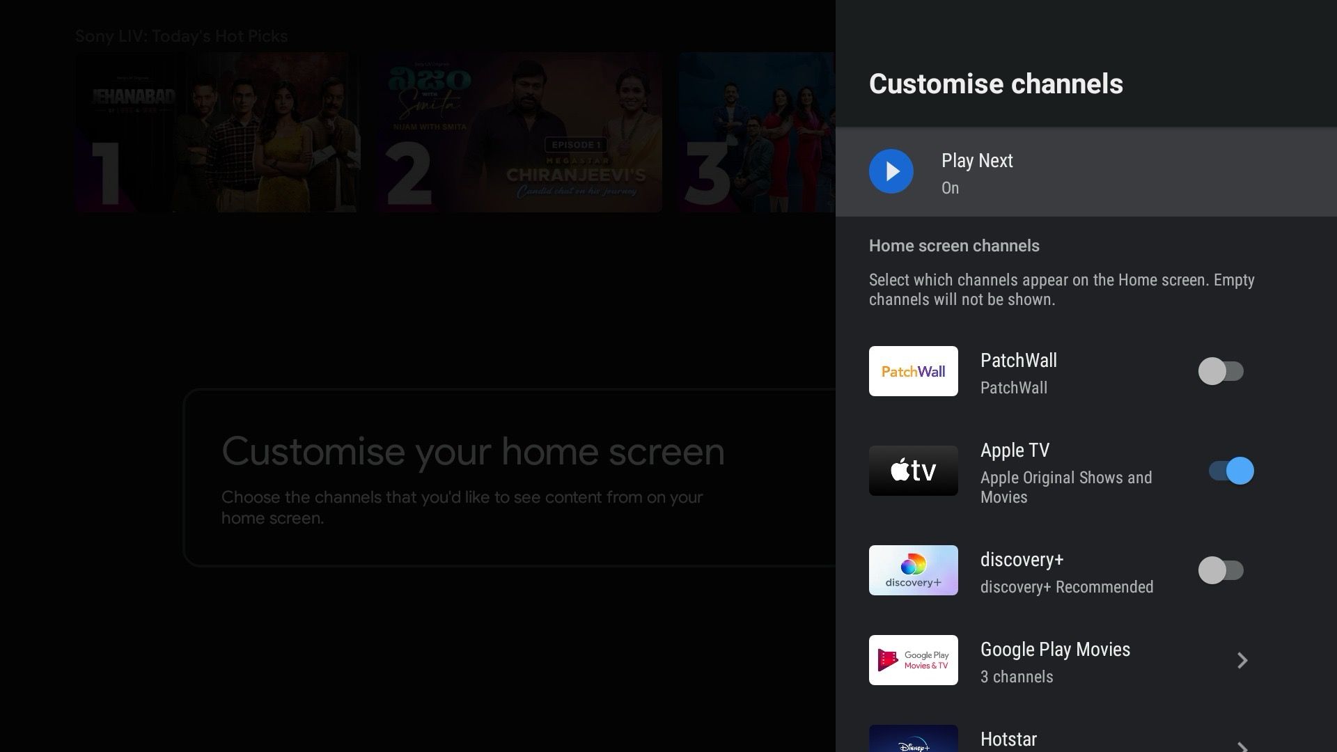 Personalize as configurações do canal na sua Android TV