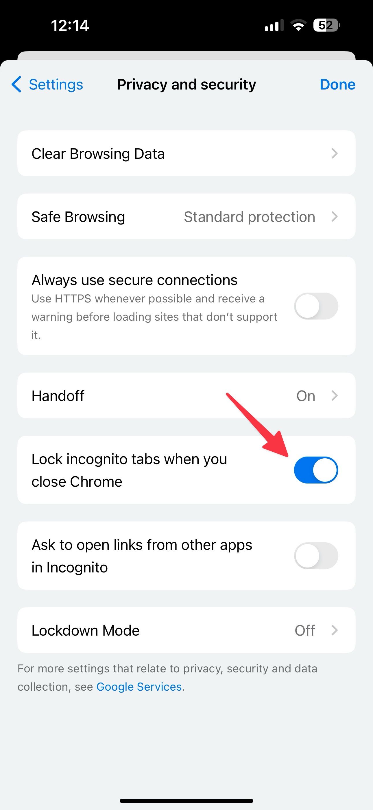 bloquear guia anônima no Chrome para iPhone