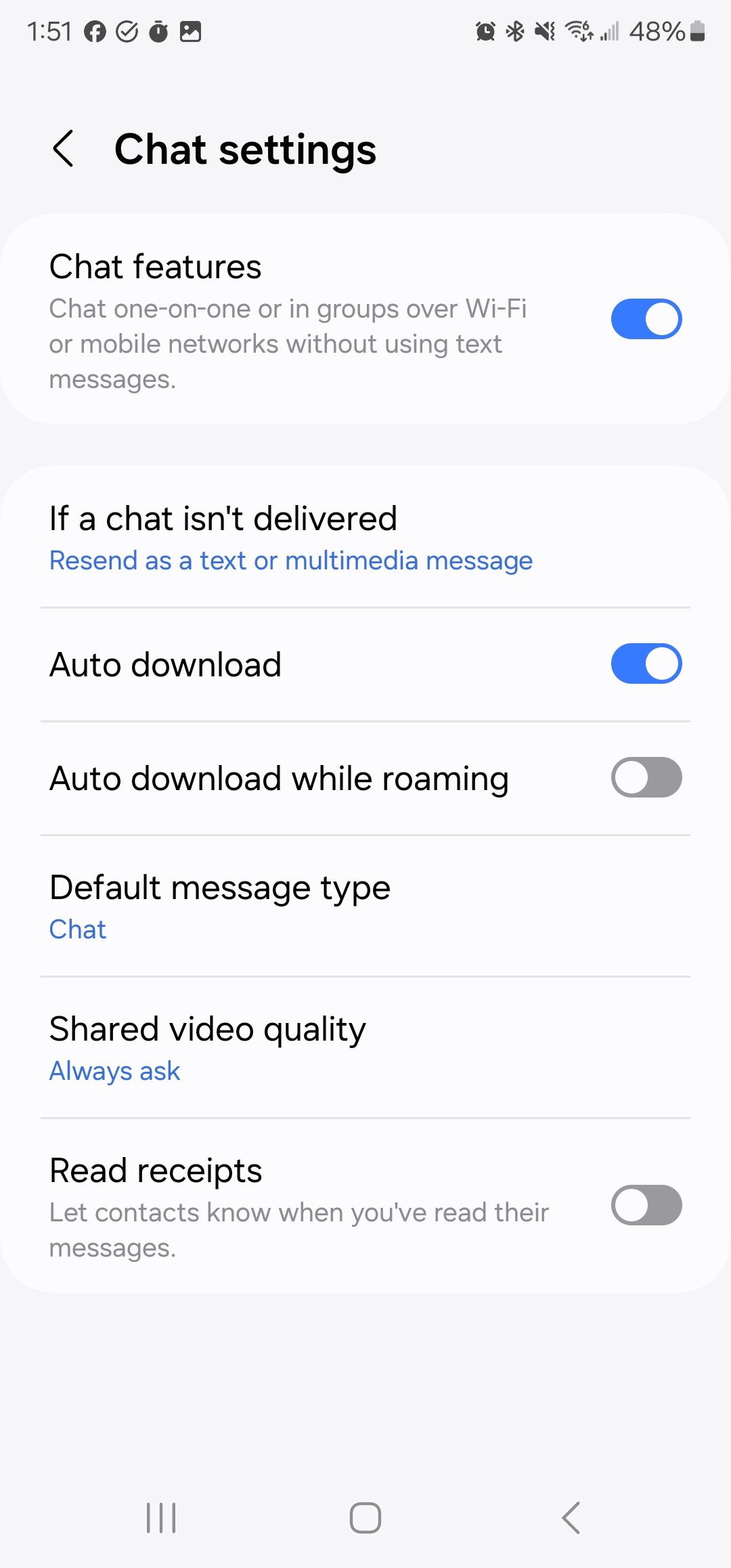 Uma captura de tela do aplicativo Samsung Message 