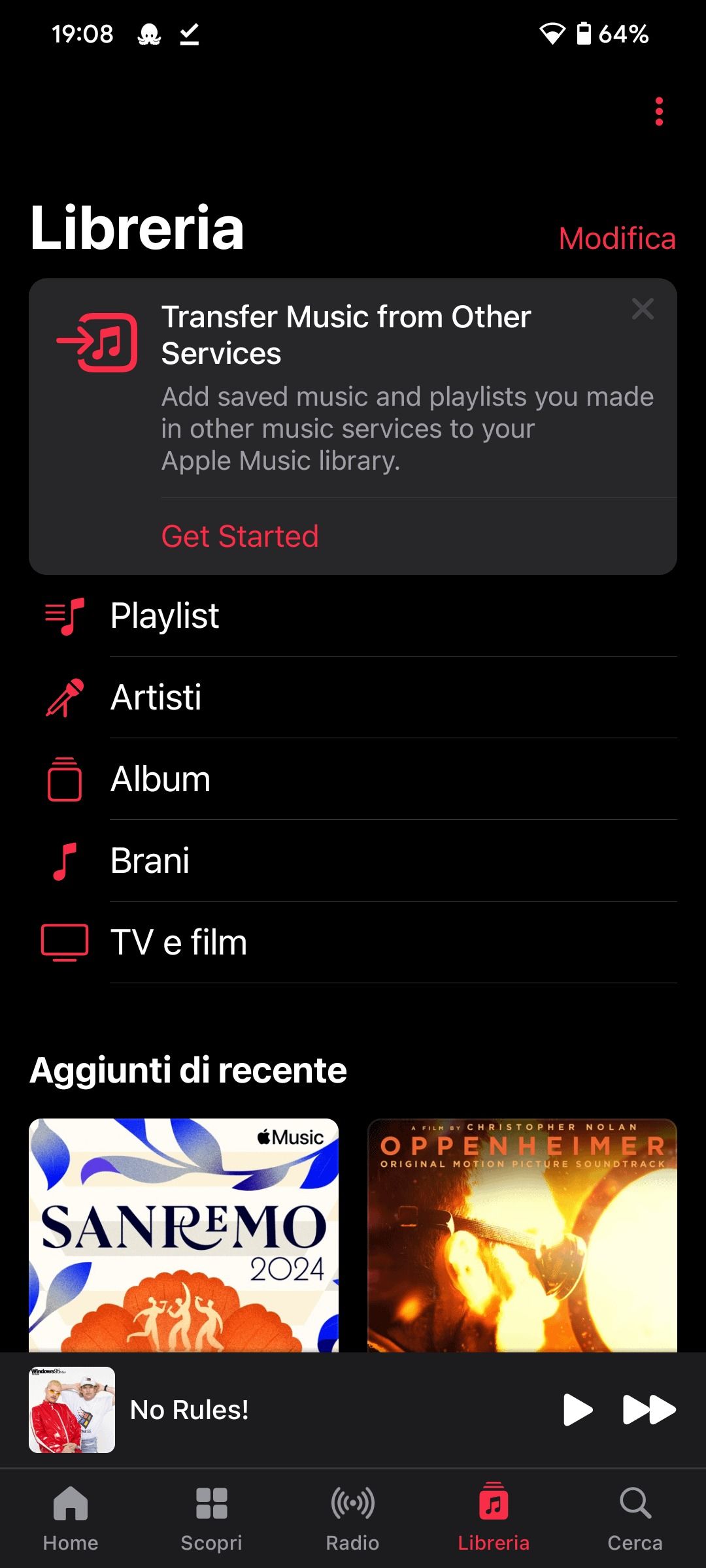 Solicitação do Apple Music para migração de playlists do Spotify