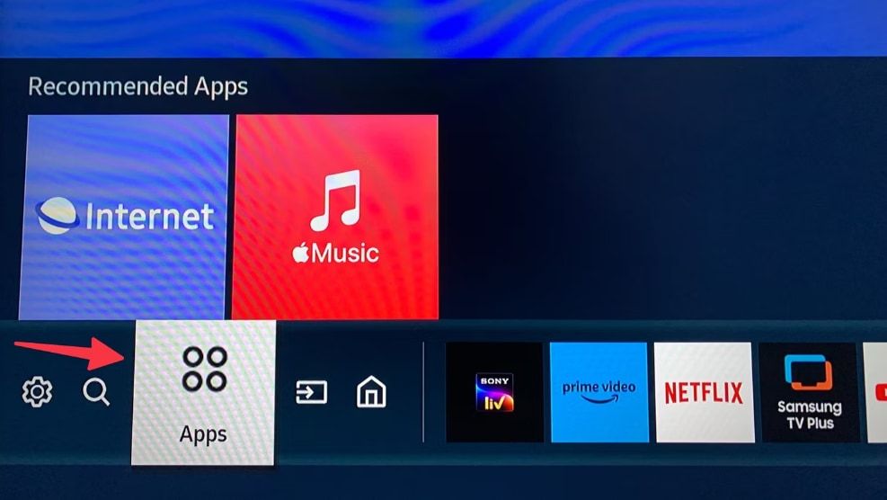 Opção de aplicativos na TV Samsung