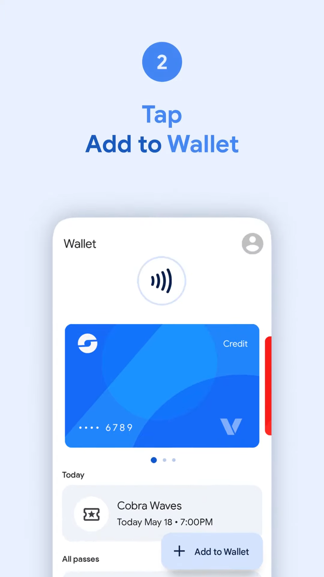 gráfico do aplicativo Google Wallet em fundo azul