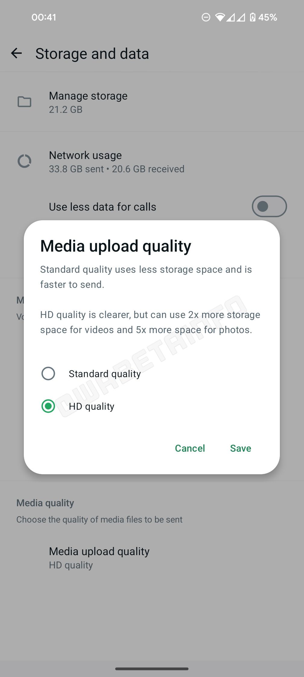 WhatsApp Beta para qualidade de upload de mídia Android