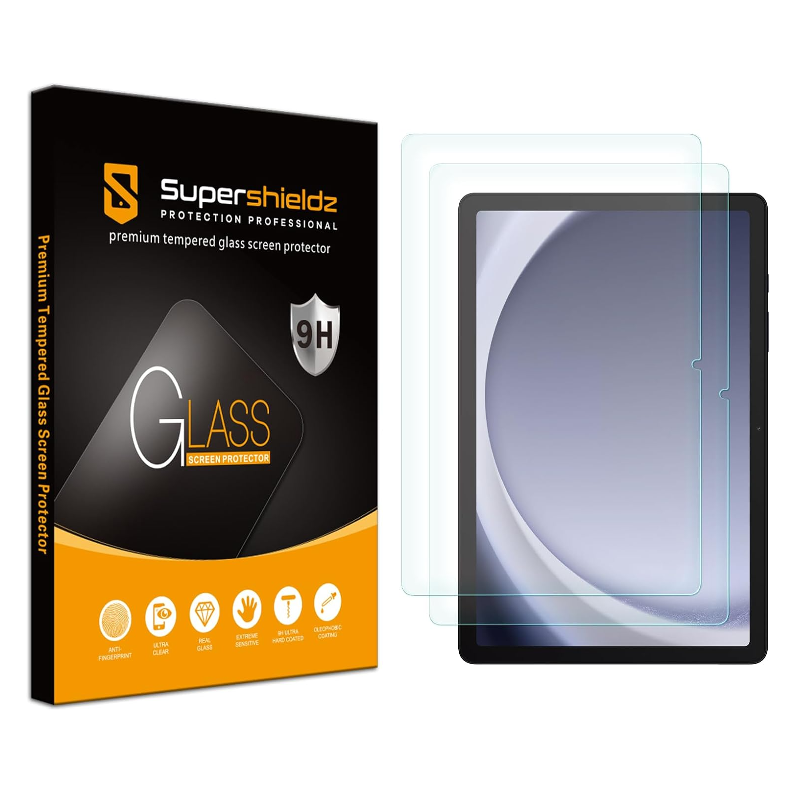 Embalagem Supershieldz Galaxy Tab A9 Plus, parte da tela e tablet