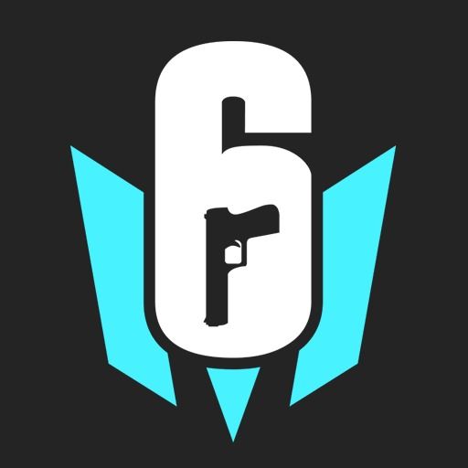 ícone quadrado da Play Store do Rainbow Six Mobile com uma arma embutida no número 6