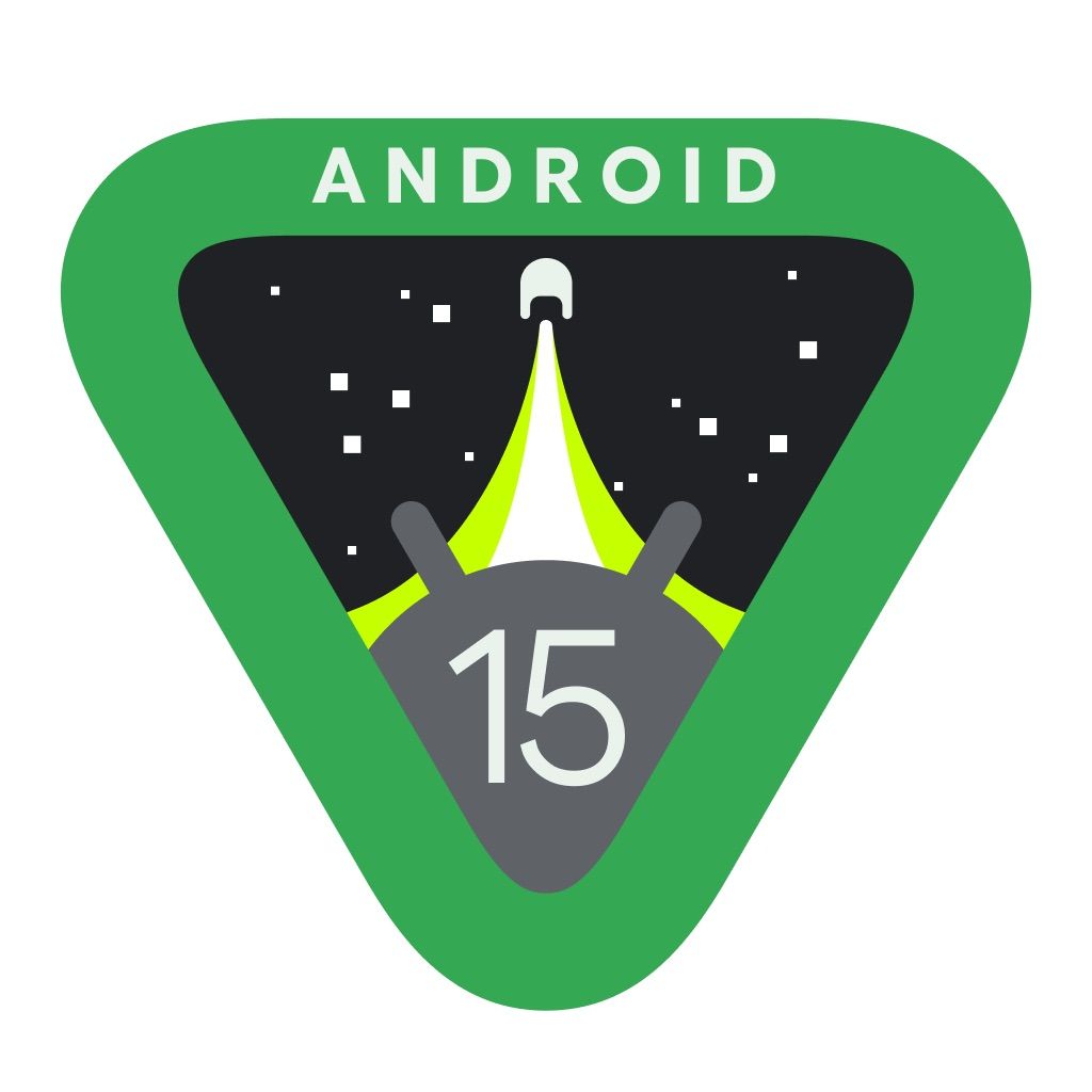 O logotipo triangular do Android 15